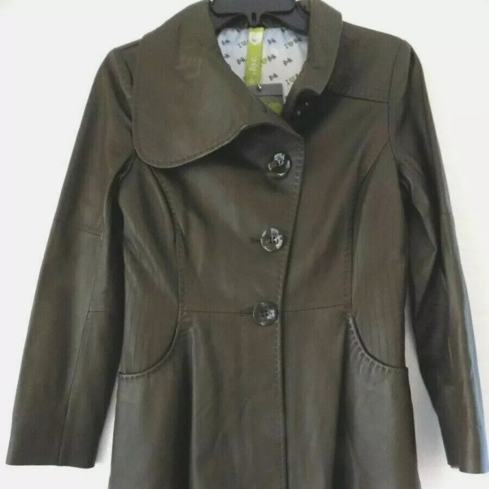 Soia & Kyo Flared Butter Soft Black Leather Jacket W/Bow Size L
